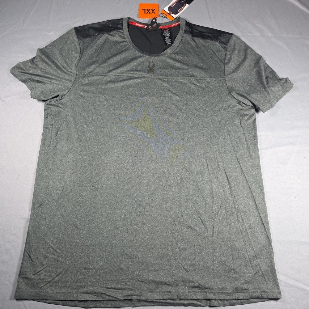 Spyder Active Shirt Men's Size XXL Gray Short Sleeve Performance